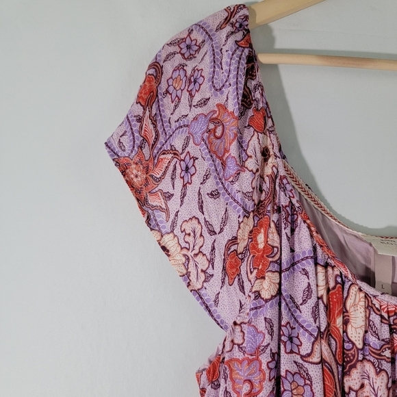 NEW Knox Rose Womens Purple Haze Floral Flutter Sleeve Maxi Dress Sz L Soft Boho - Picture 4 of 11